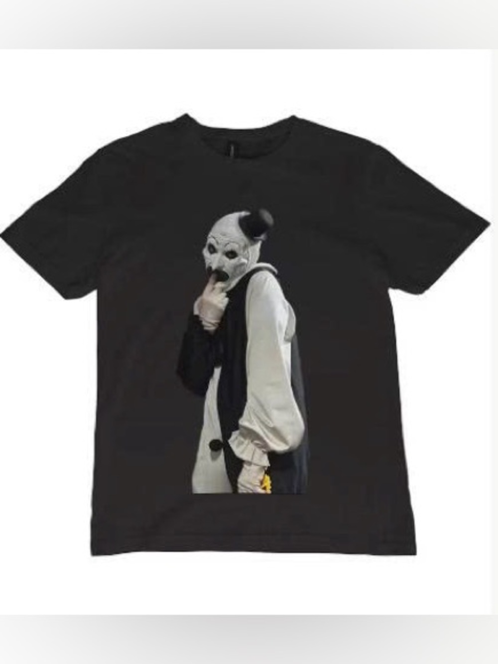 Gildan Black Short-Sleeve Tee with Monochrome Clown Graphic